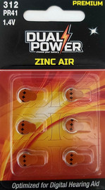 Dual power בליסטר 6 סוללות ZA312 | PR41 למכשירי שמיעה  DUAL POWER